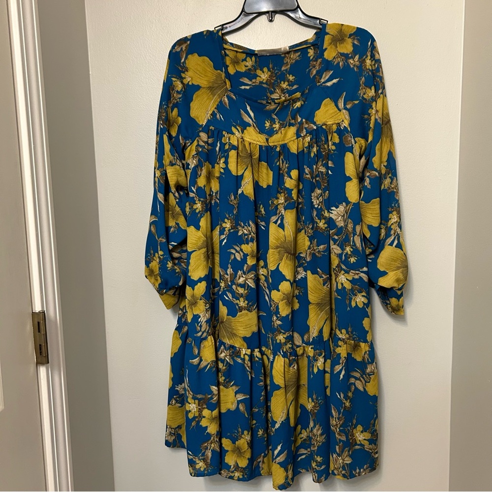Happy Nature Kate Hudson‎ Small LUNA Dress Hibiscus Floral Print Dress Boho EUC